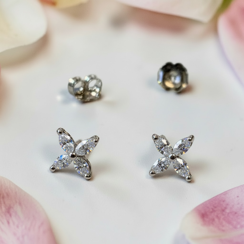 LILY BUTTERFLY DIAMOND STUD EARRINGS