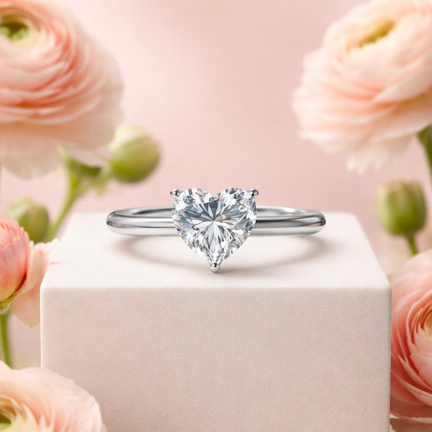 Janis Heart Shape Cut Solitaire Lab Diamond Engagement Ring
