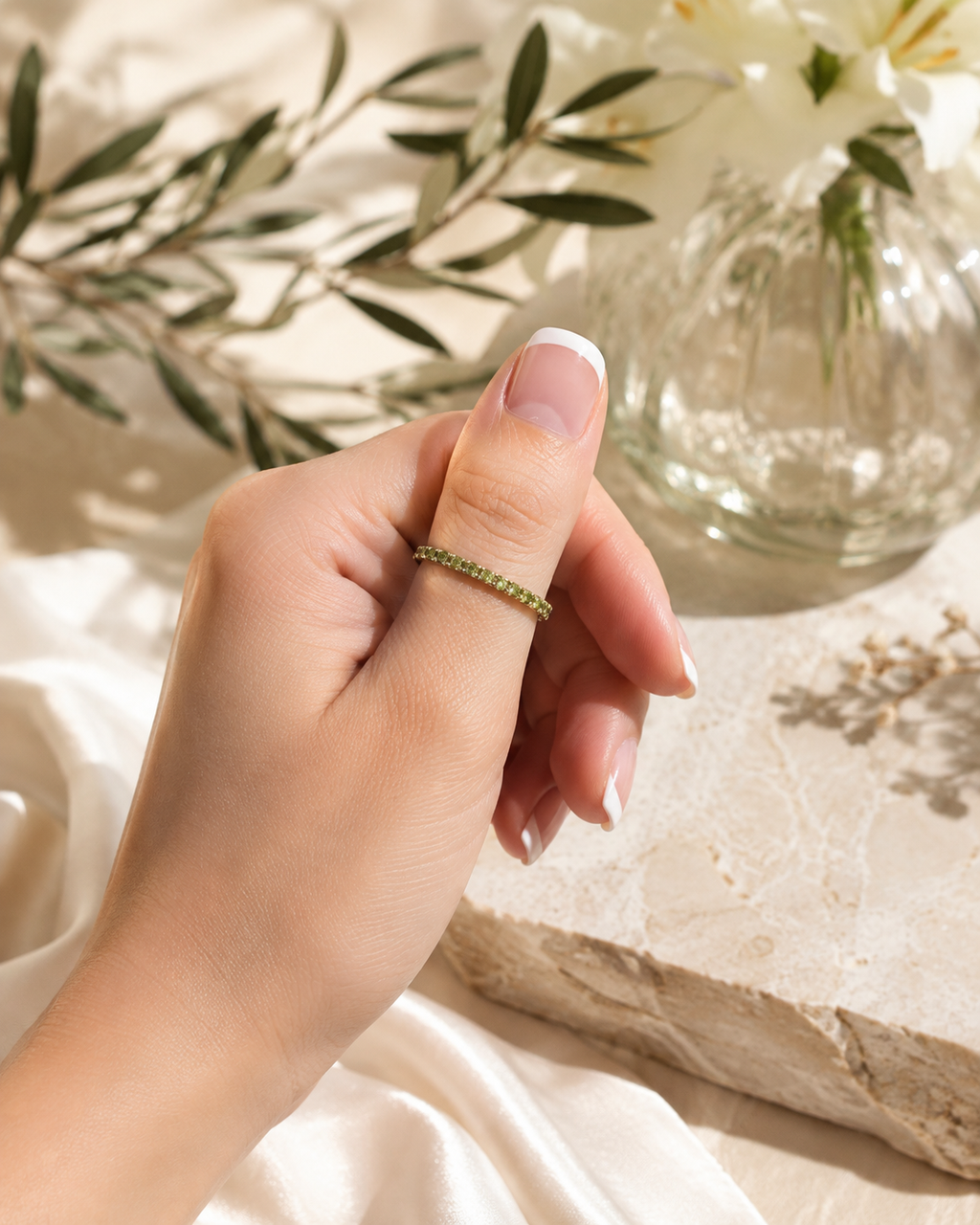 Peridot Eternity Band — August Birthstone