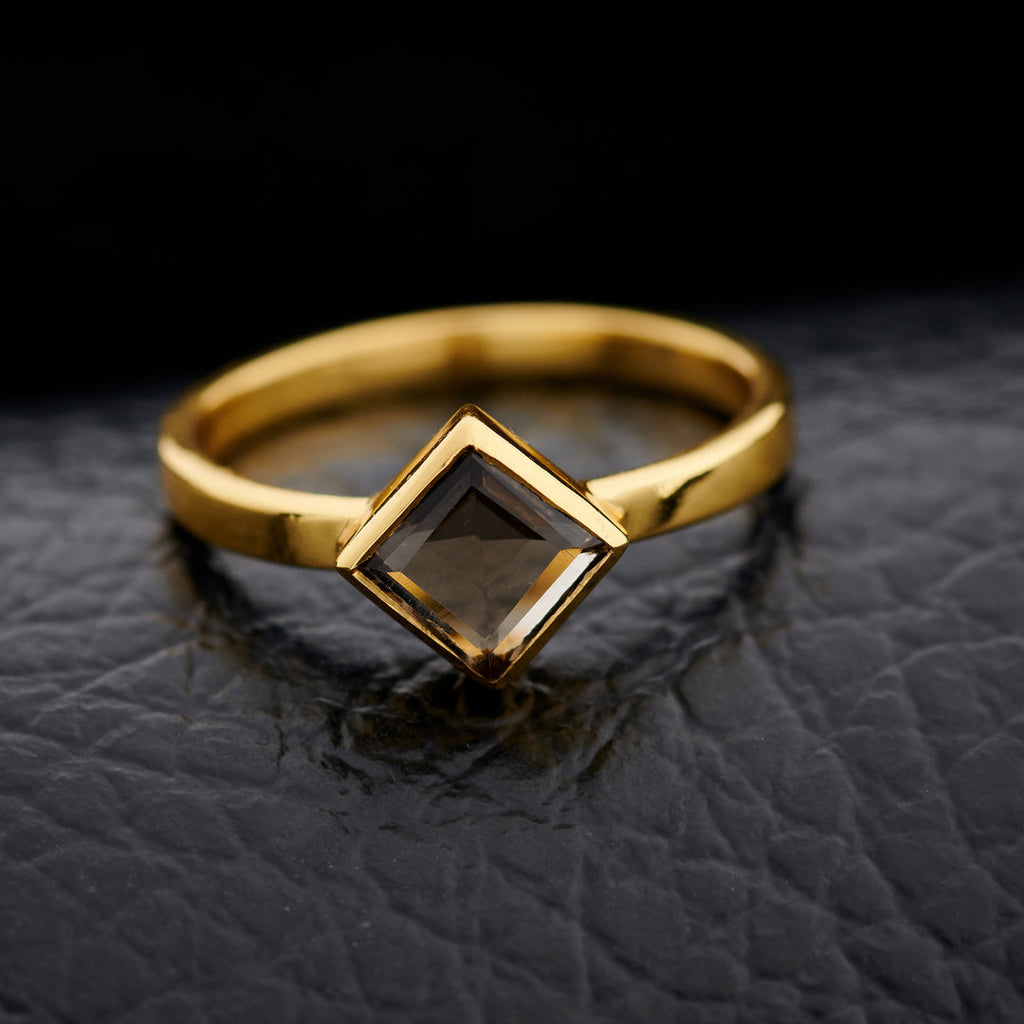 Smoky Quartz Gold Vermeil Ring — 1+ Carat Certified Gemstone