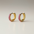 REGINA PINK SAPPHIRES HUGGIE HOOPS