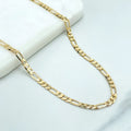 Figaro Chain Necklace 4mm Solid 14K Italian Yellow Gold 24"