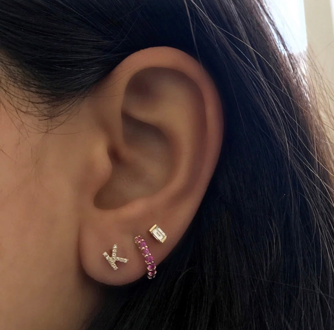 REGINA PINK SAPPHIRES HUGGIE HOOPS