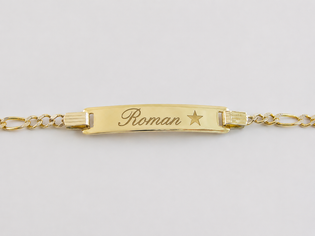 Baby ID bracelet engraved with Roman and star