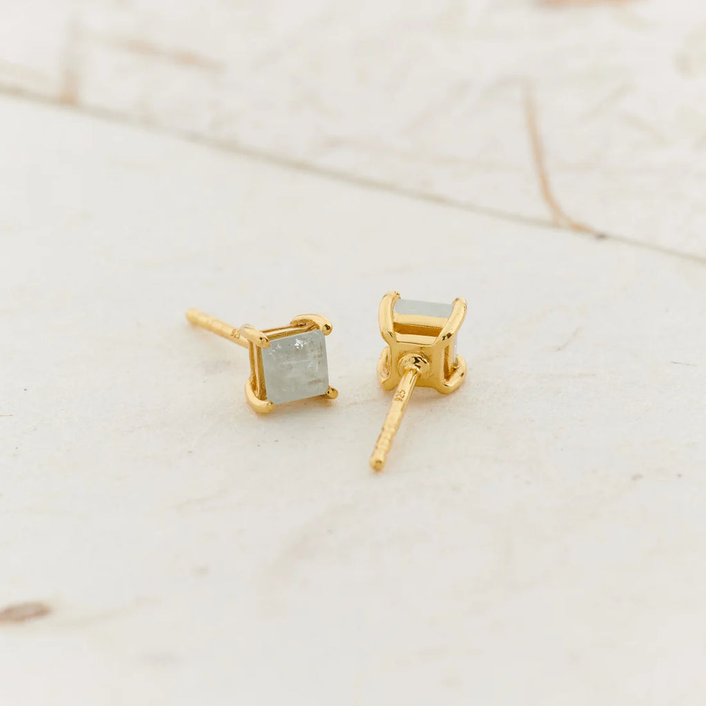 Aquamarine Gold Vermeil Earrings - front and back view