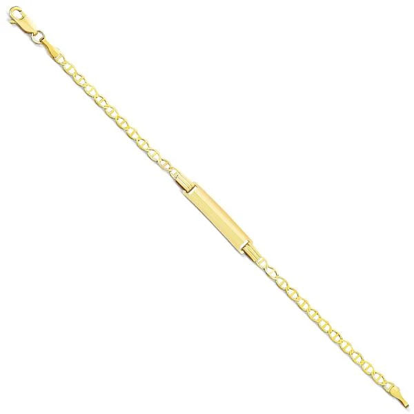 14K Solid Yellow Gold Baby Mariner ID Bracelet - flat lay