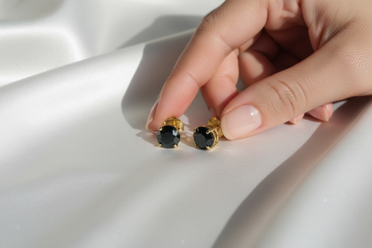 Black Diamond Stud Earrings
