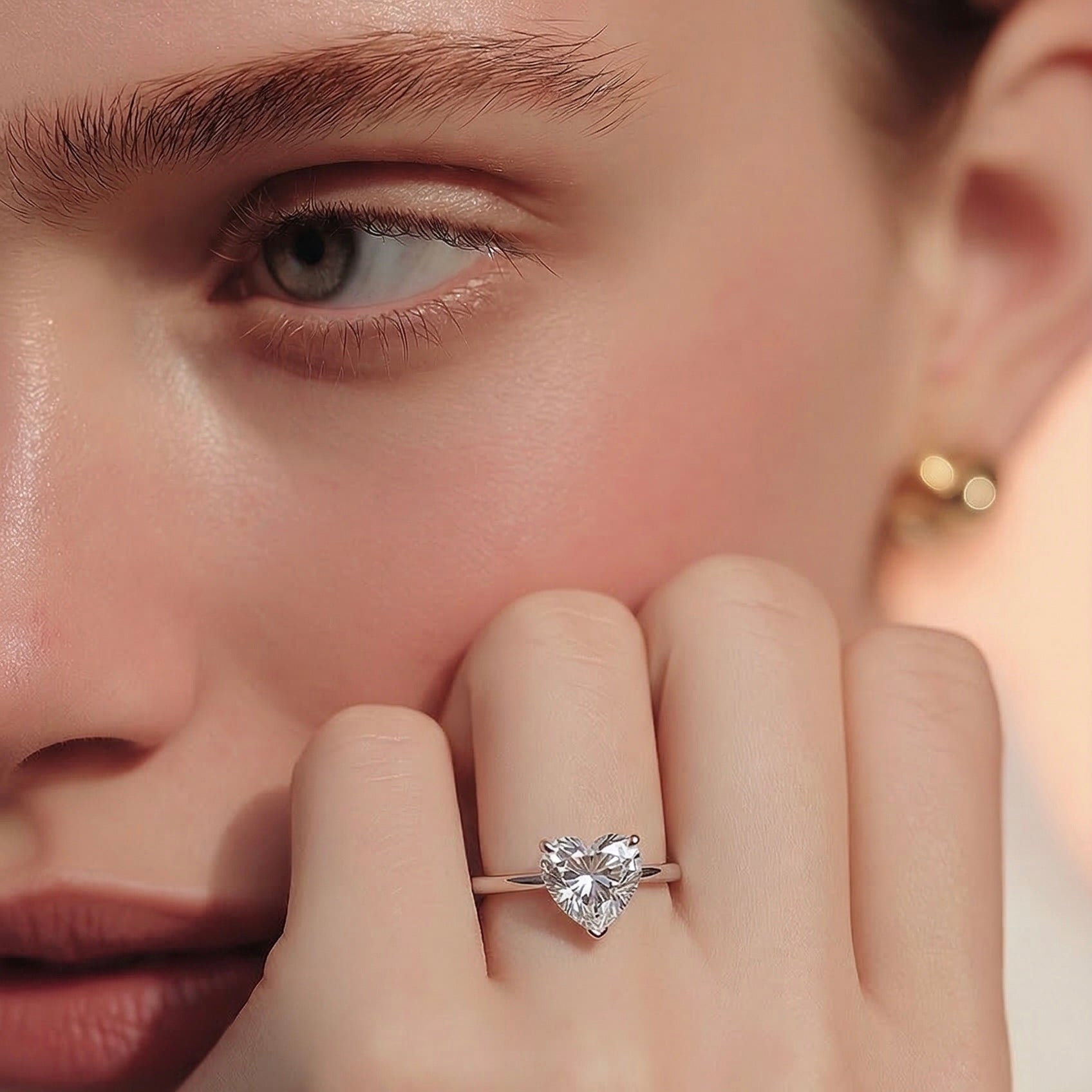 Janis Heart Shape Cut Solitaire Lab Diamond Engagement Ring