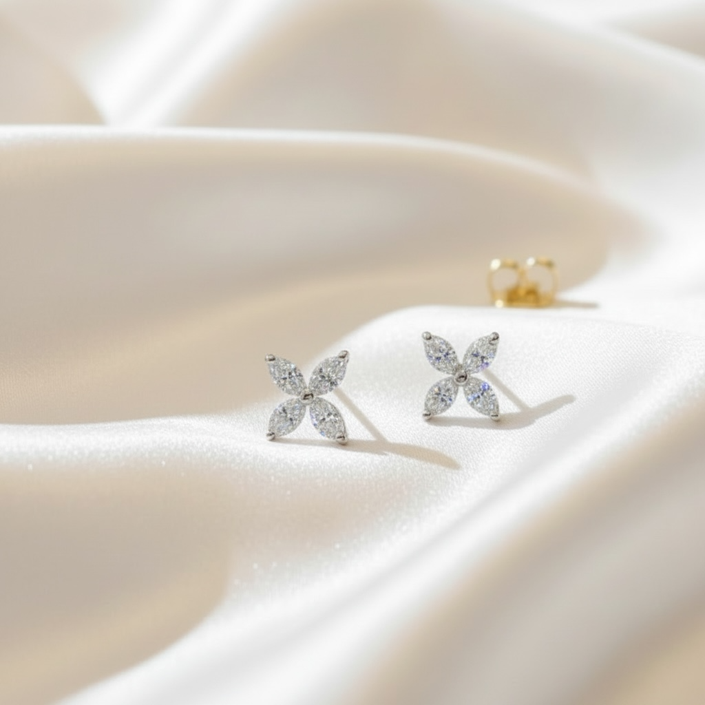 LILY BUTTERFLY DIAMOND STUD EARRINGS