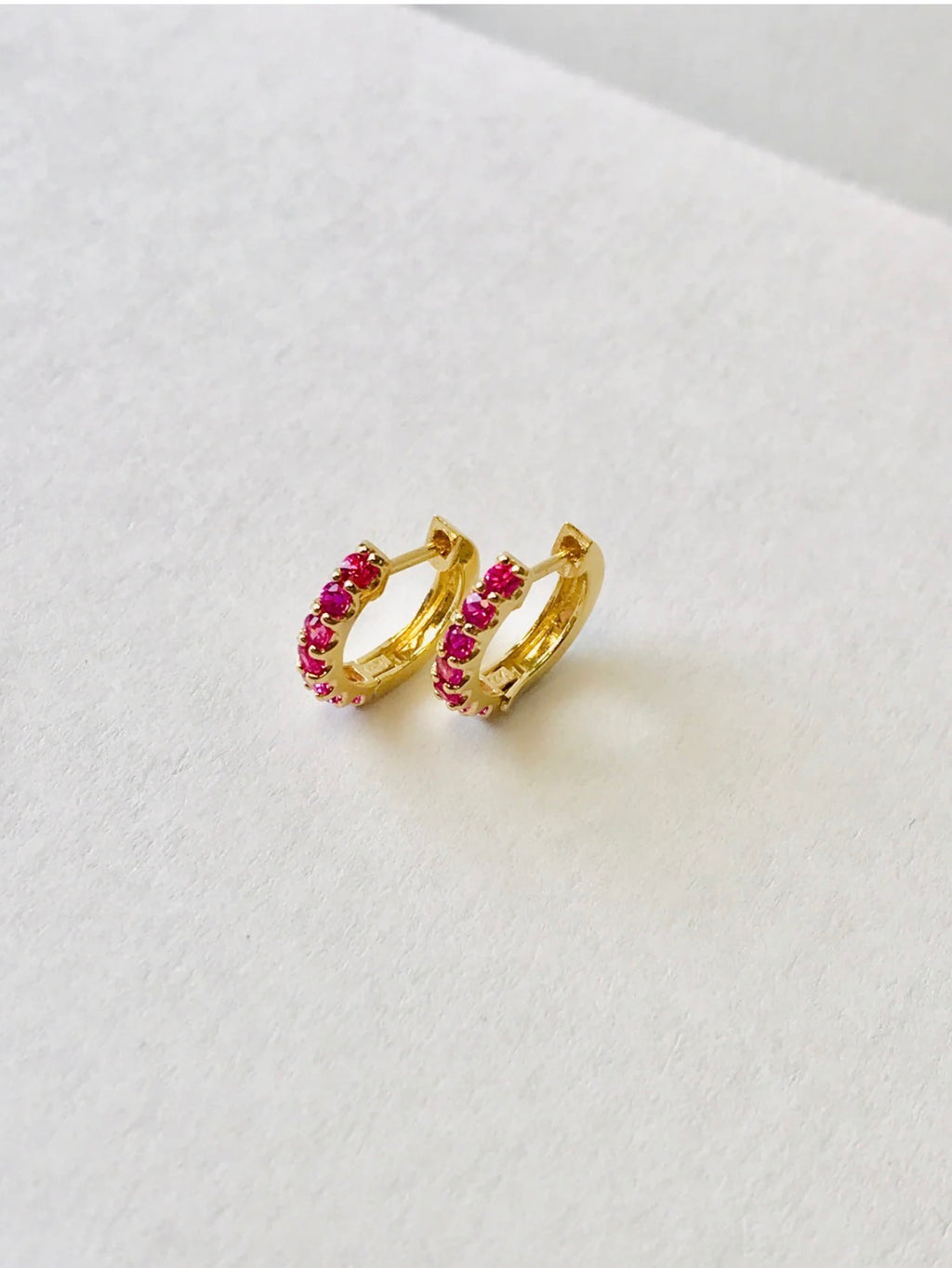 REGINA PINK SAPPHIRES HUGGIE HOOPS