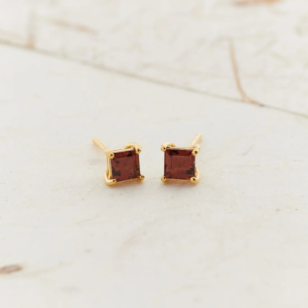 Garnet Gold Vermeil Earrings - pair front view
