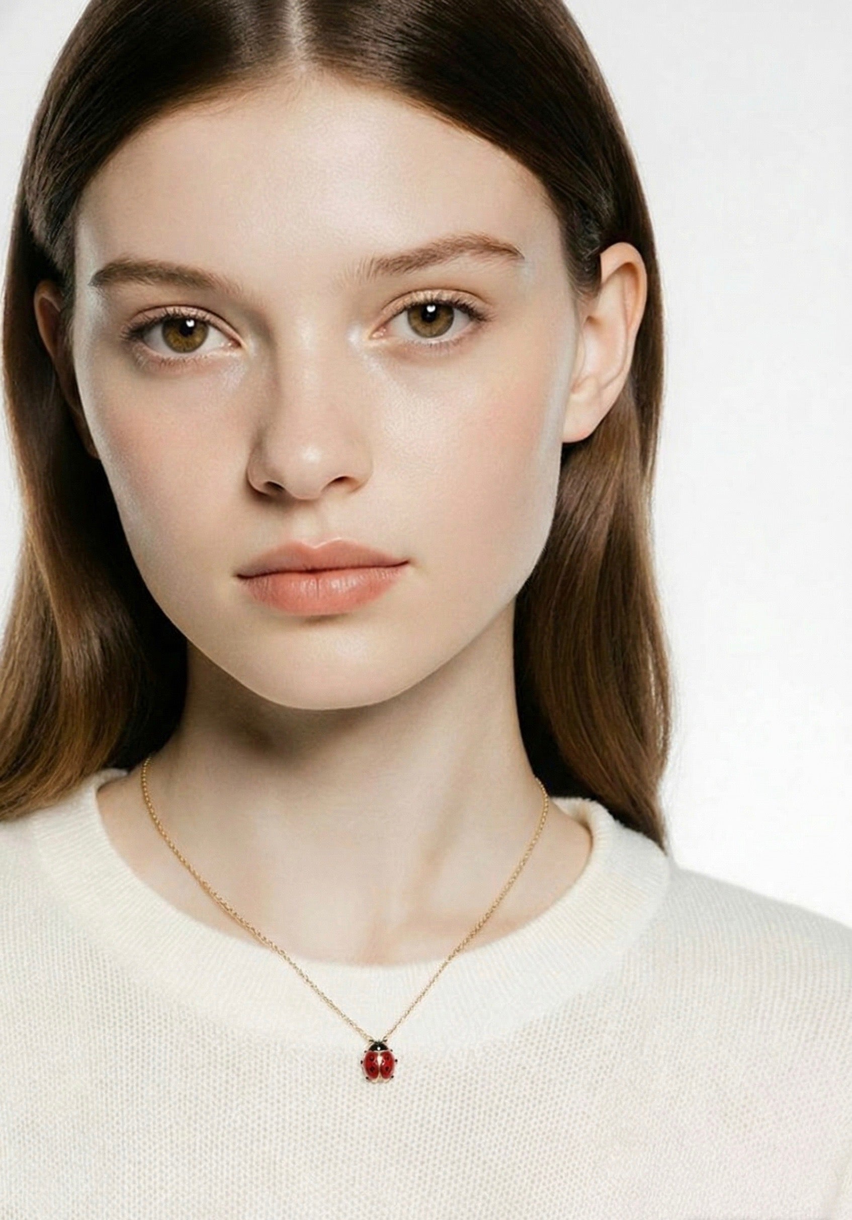 Dainty Ladybug Necklace in 14K Gold