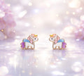 Tiny Unicorn Enamel Stud Earrings