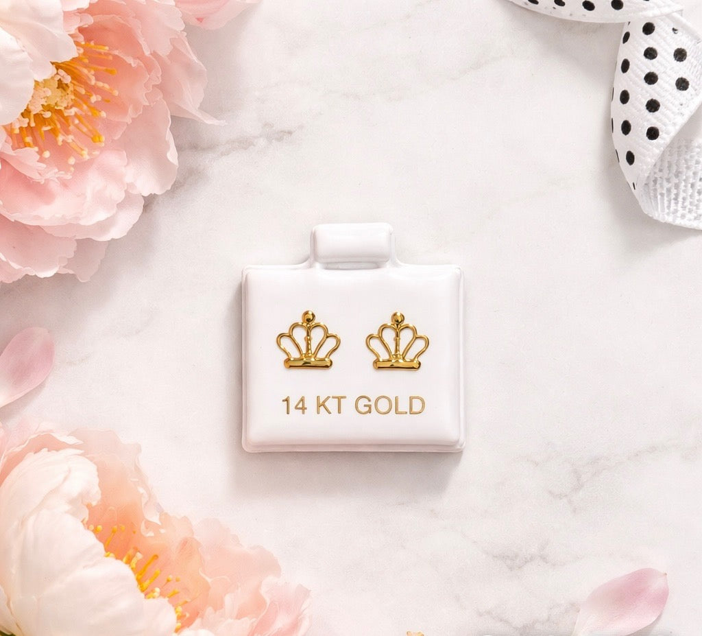 Tiny Crown Stud Earrings