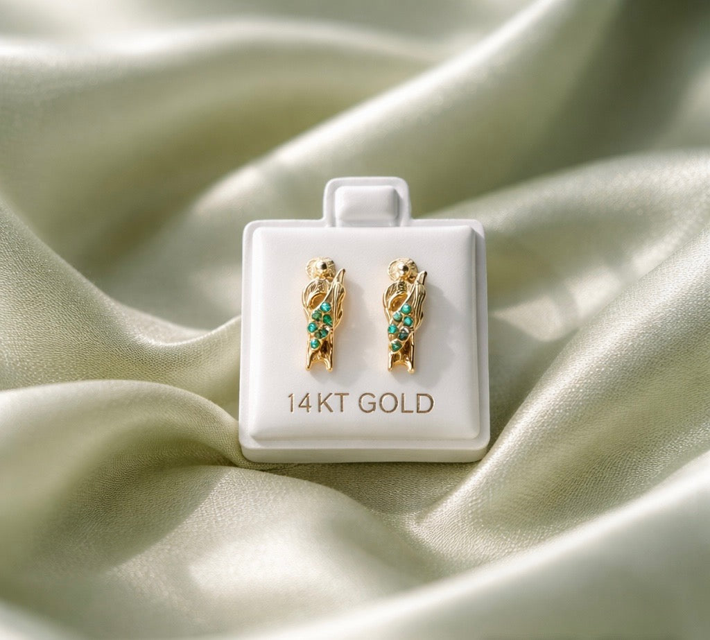 Tiny St. Jude CZ Stud Earrings in 14K Gold