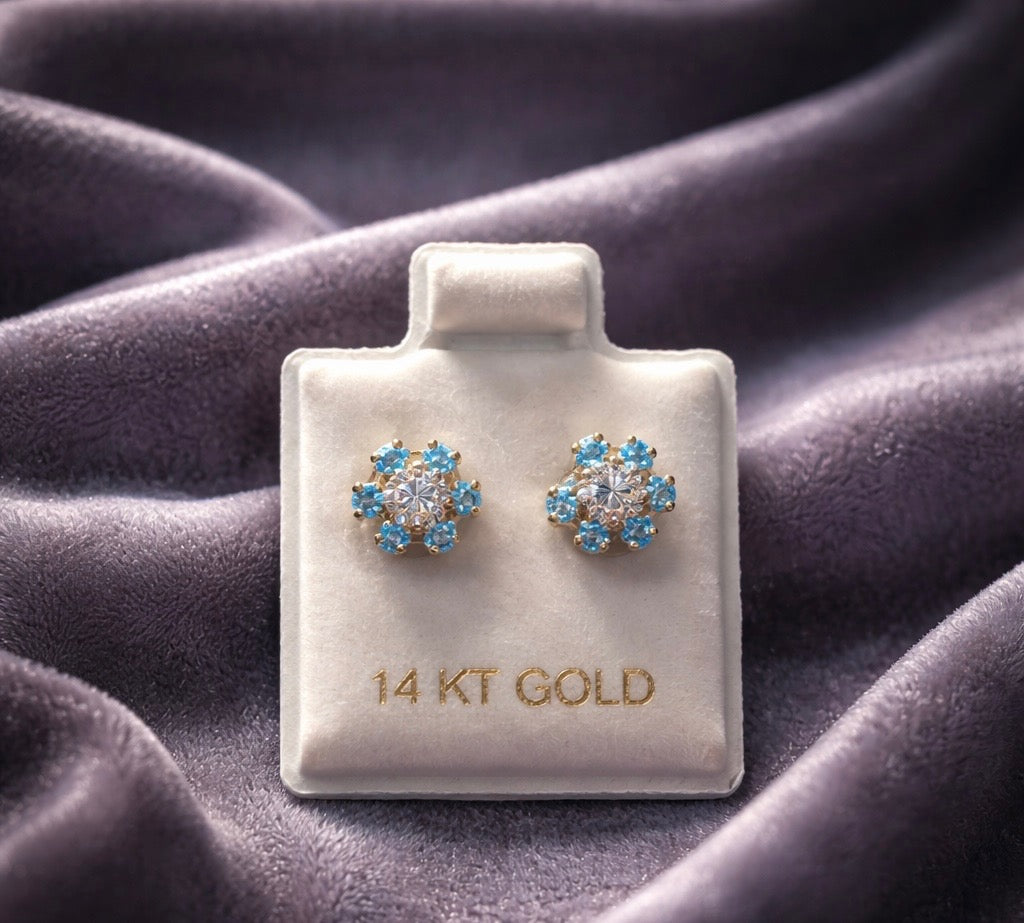 Tiny Flower CZ Stud Earrings