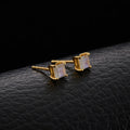 Moonstone Gold Vermeil Earrings - pair front view on dark background