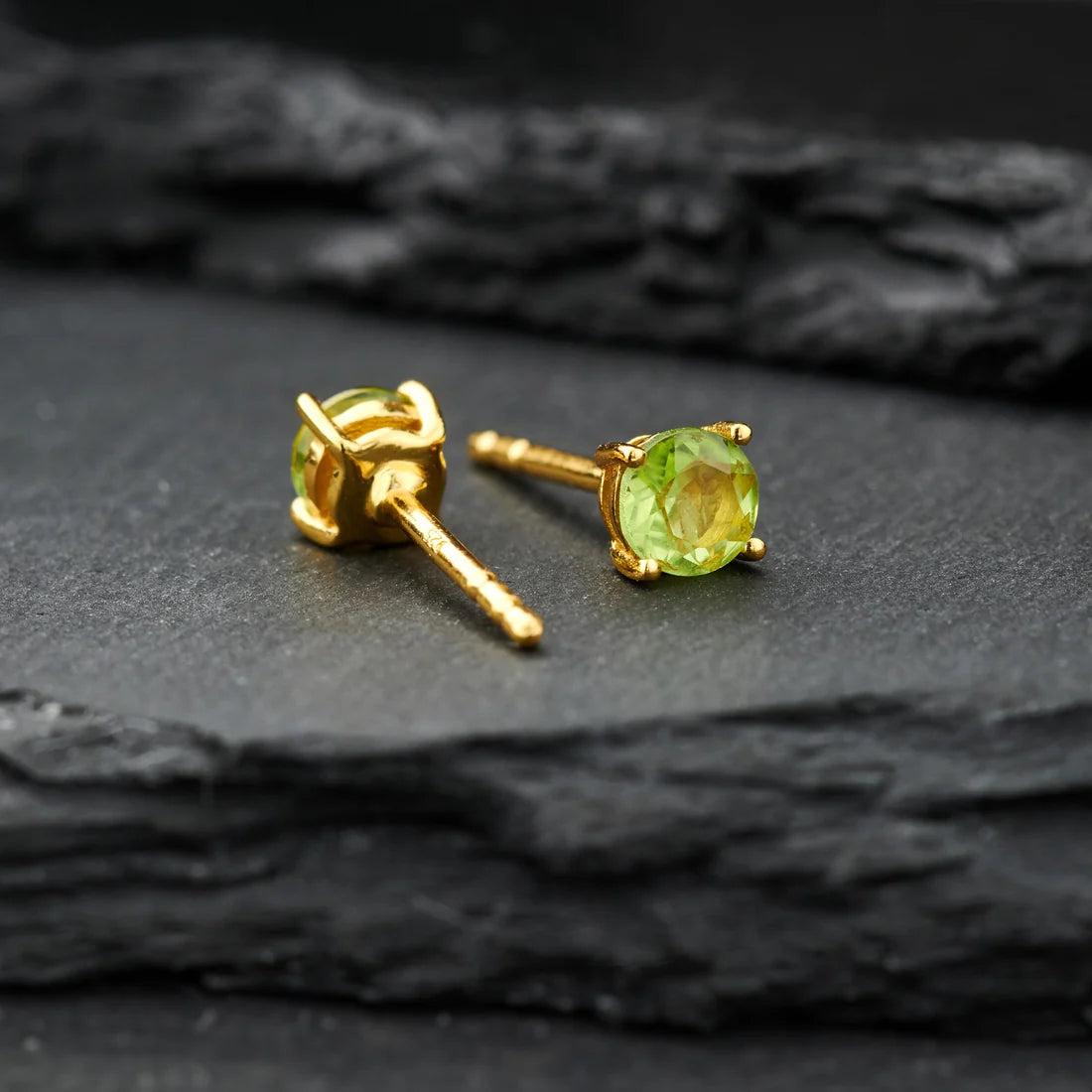 Peridot Gold Vermeil Round Earrings - front and back view
