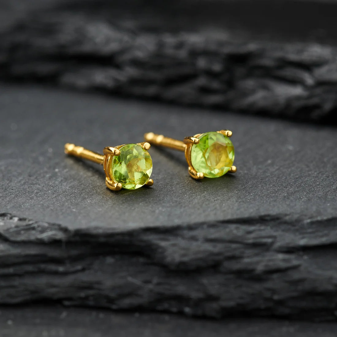 Peridot Gold Vermeil Round Earrings - pair front view
