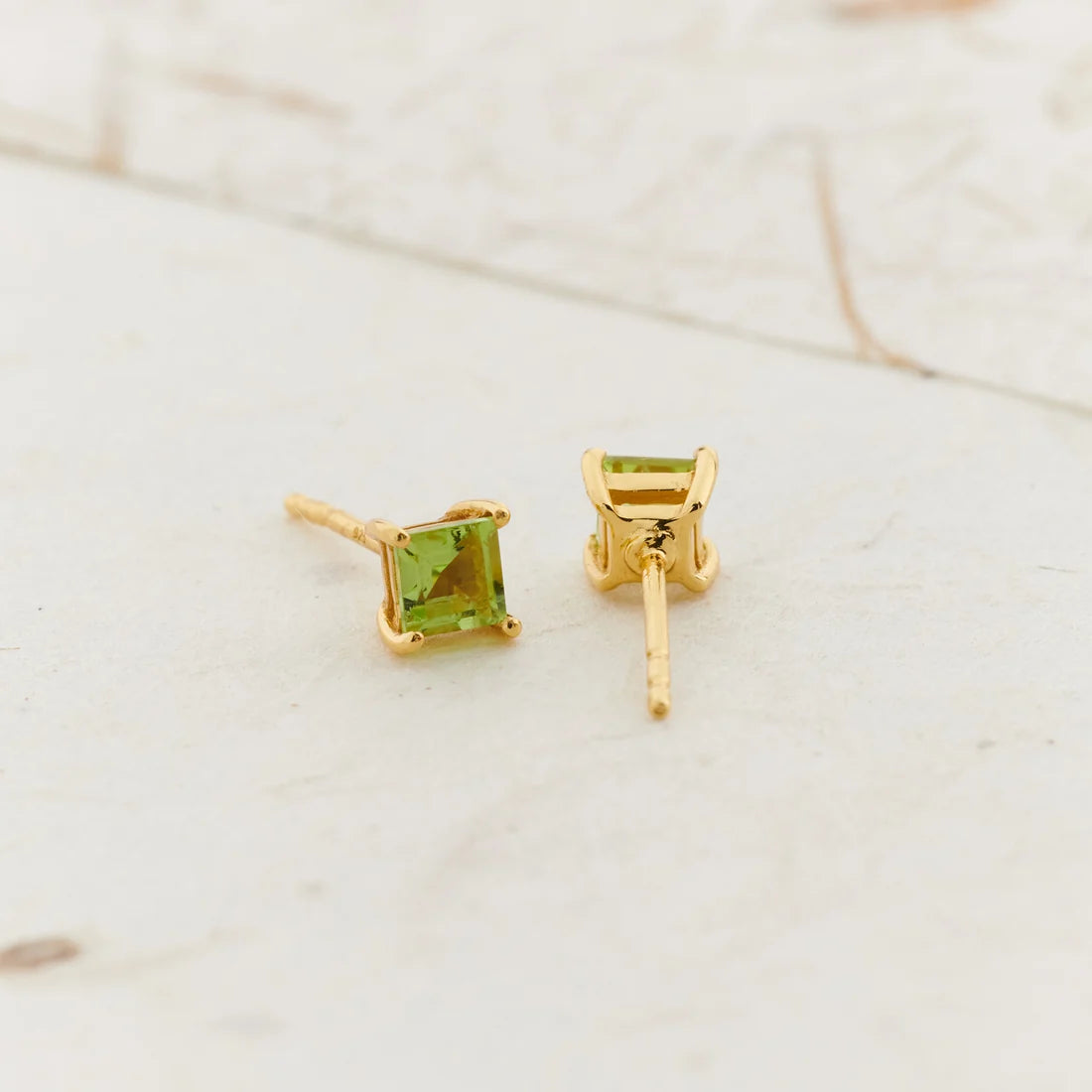 Peridot Gold Vermeil Earrings - front and back view