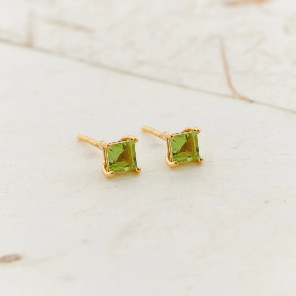 Peridot Gold Vermeil Earrings - pair front view