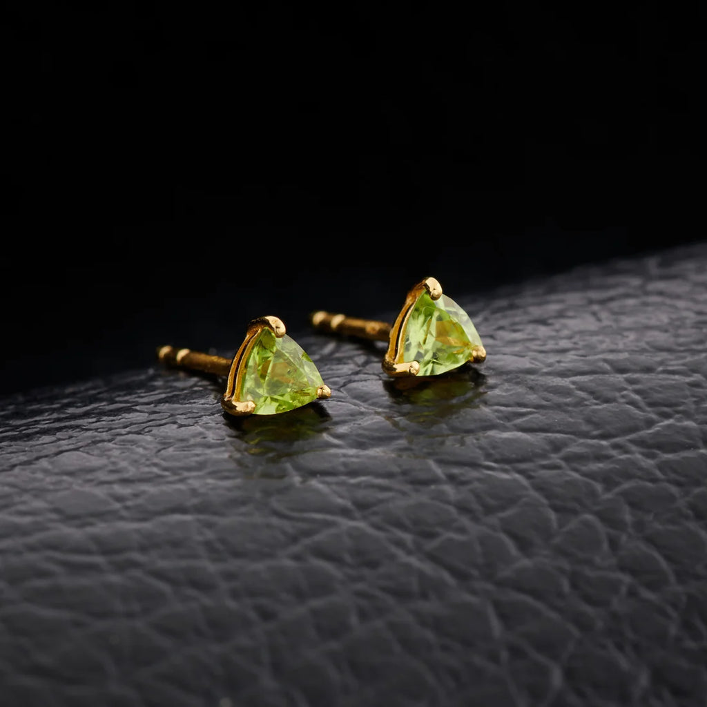 Peridot Gold Vermeil Trillion Earrings - pair front view