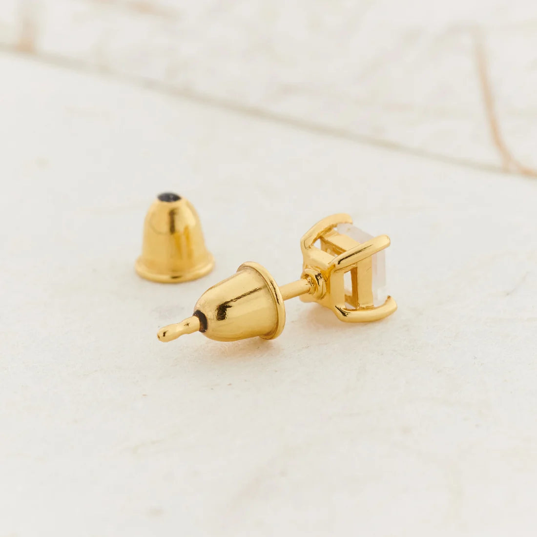 Smoky Quartz Gold Vermeil Earrings - screw back closure detail