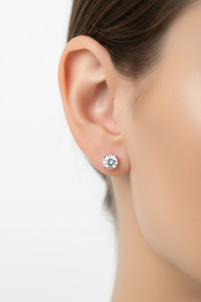Lab Grown Diamond Round Stud Model Shot