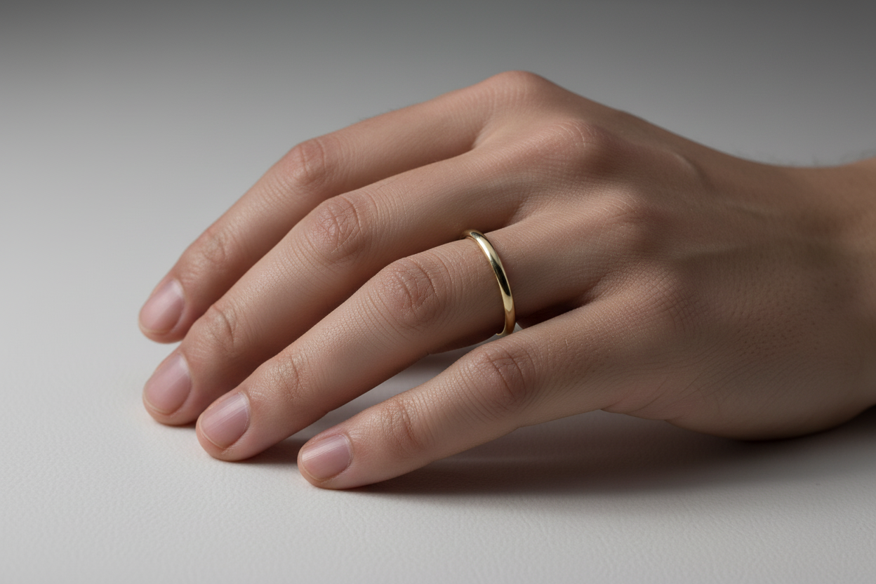 Man wearing 1.5mm gold wedding band
