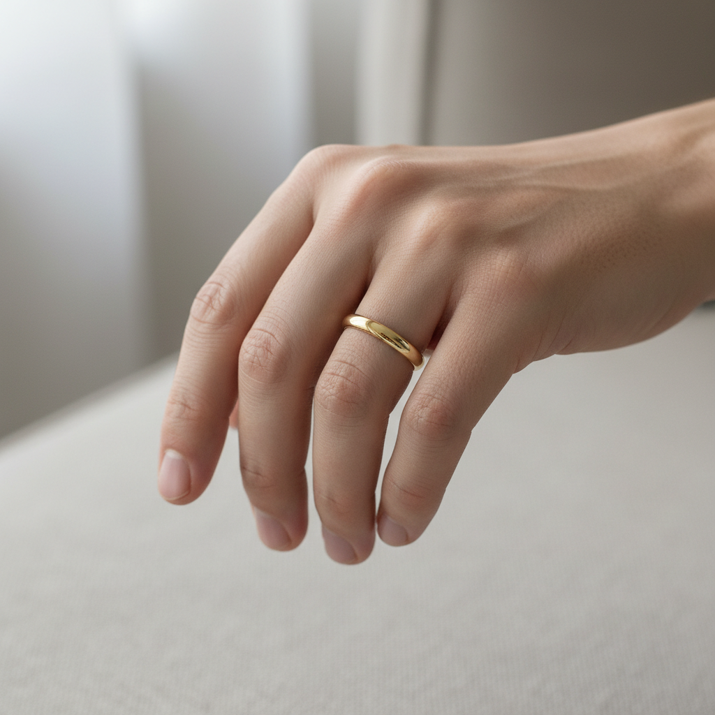 Man wearing 2MM gold wedding band