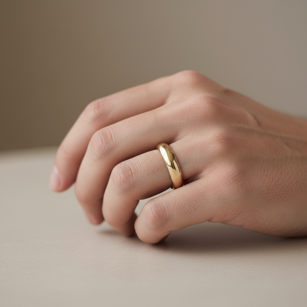 Man wearing 5MM gold wedding band