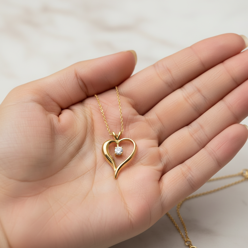 Silhouette Heart Pendant – Correct Scale on Palm