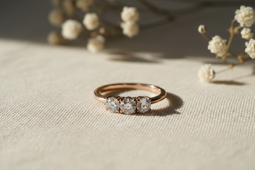 Three Stone Diamond Band - Rose Gold